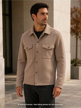 Banana Republic Men’s Large Mocha Latte Scuba Shirt Jacket Overshirt